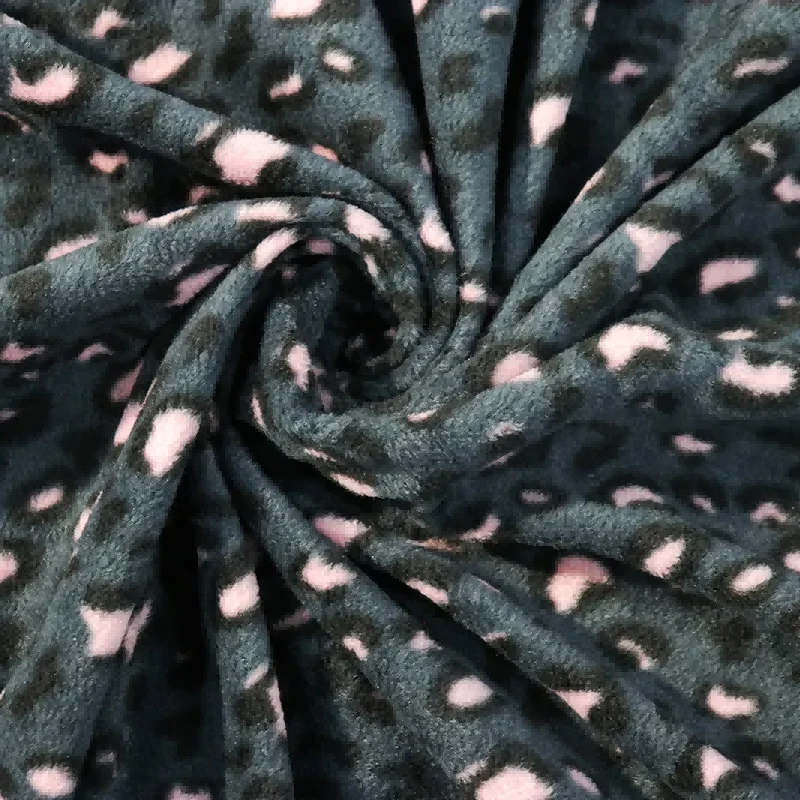 Leopardikuvioinen Polar Fleece Rib -kangas