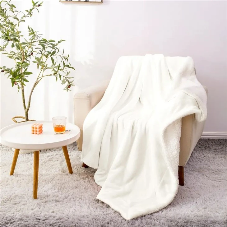 white sherpa blanket in stock