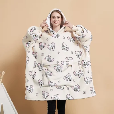 Puettava hupullinen viltti